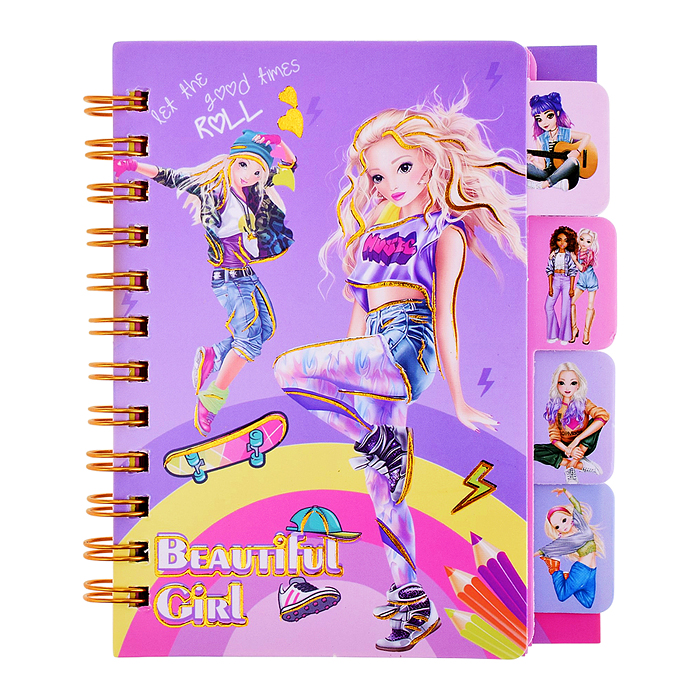 Блокнот на евроспирали "Девочки" 11.6х7.8 см, 69 л, комбинированный внутренний блок