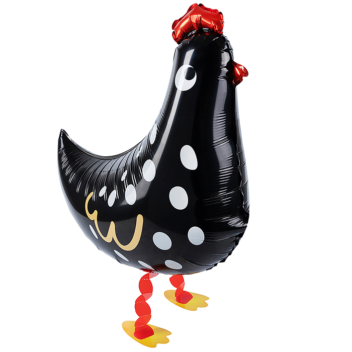 Шар 3D (23''/58 см) Ходячая Фигура, Курица, Черный, 1 шт. в уп.