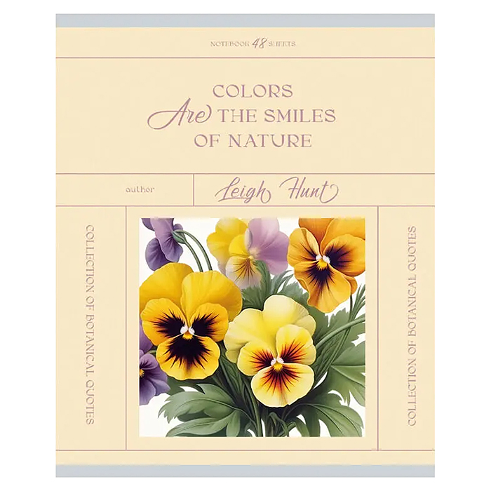 Тетрадь 48л. клетка "Botanical Qoutes" А5 скрепка