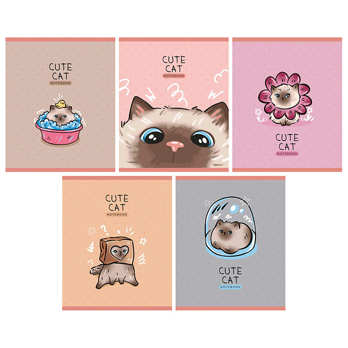 Тетрадь 96л. клетка "Purr-Meow" А5 скрепка