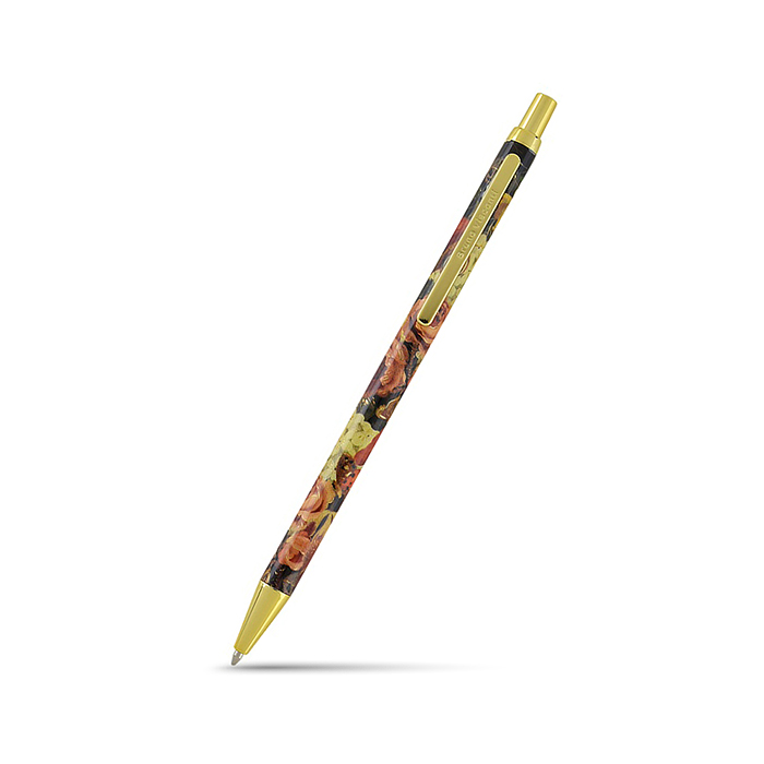 Ручка металлическая "Flora. Lush Bouquet" шариковая, 0,7 мм, синяя, в подарочной упаковке