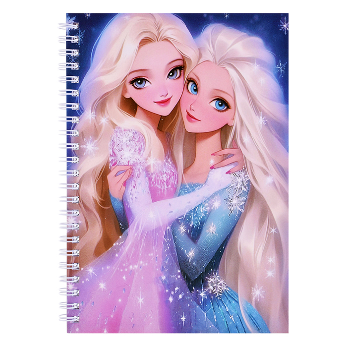 Блокнот на евроспирали "Принцессы" 14.2х20.2 см, 60 л., внутренний блок в клетку