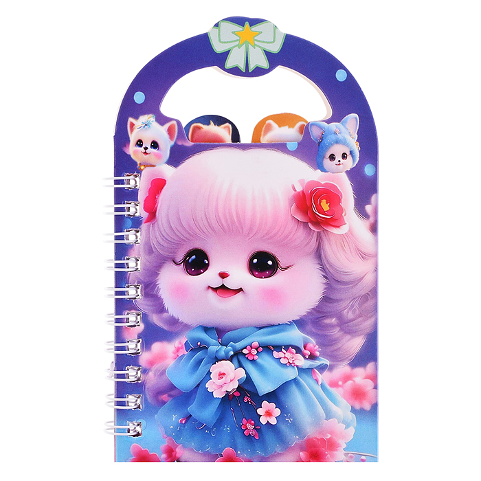 Блокнот на евроспирали "Котики" 13.5x8см, 50 л. влинованный внутренний блок, плотность бумаги 70г/м2