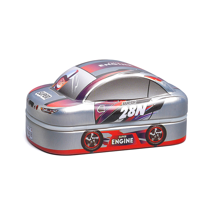 Точилка металлическая "Машинка" 2 отверстия для заточки, 4 дизайна, с контейнером для стружки