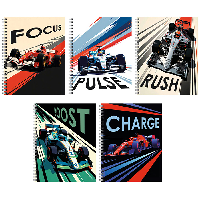 Тетрадь 96л. клетка "Formula-1" А5 гребень 