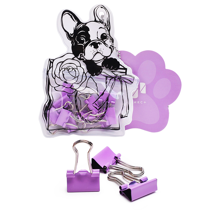 Зажимы канцелярские "Милый мопс" (10 шт. в наборе)