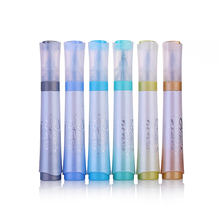 Набор фломастеров с блестками  6 цветов  Наконечник-кисточка, пластиковый пенал с европодвесом