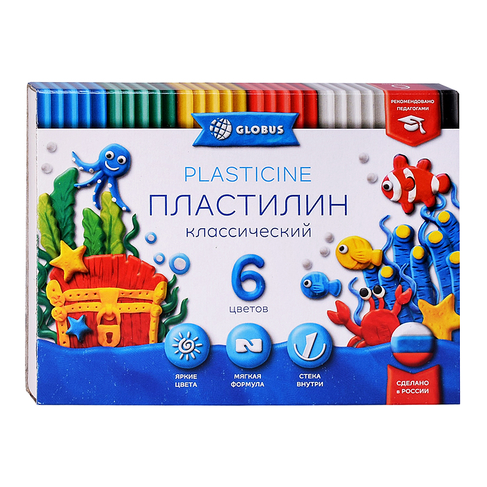 Пластилин классический 6 цв. 