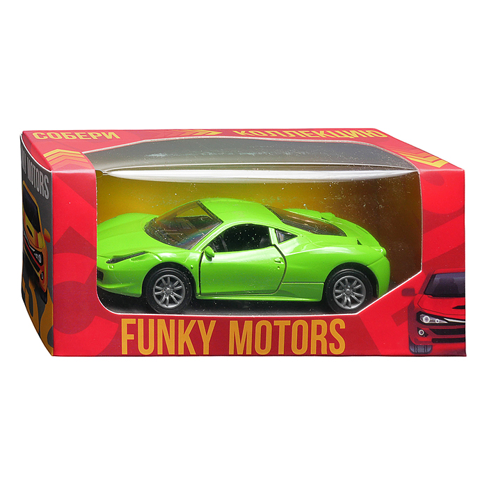 Ярко-зелёная инерционная машинка вид А die-cast , 1:32