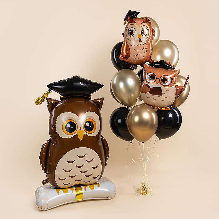 Шар (26''/66 см) Фигура, Сова Выпускник, 1 шт. в уп.