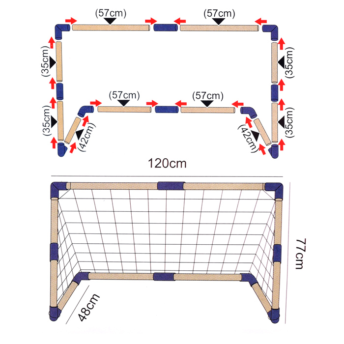 Ворота футбольные JB8883A с табло, мячом и насосом, в коробке
