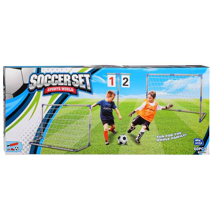 Ворота футбольные JB8883A с табло, мячом и насосом, в коробке