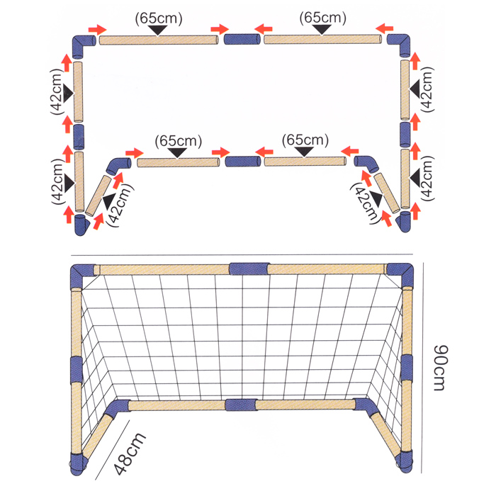 Ворота футбольные JB8885A с мячом и насосом, в коробке