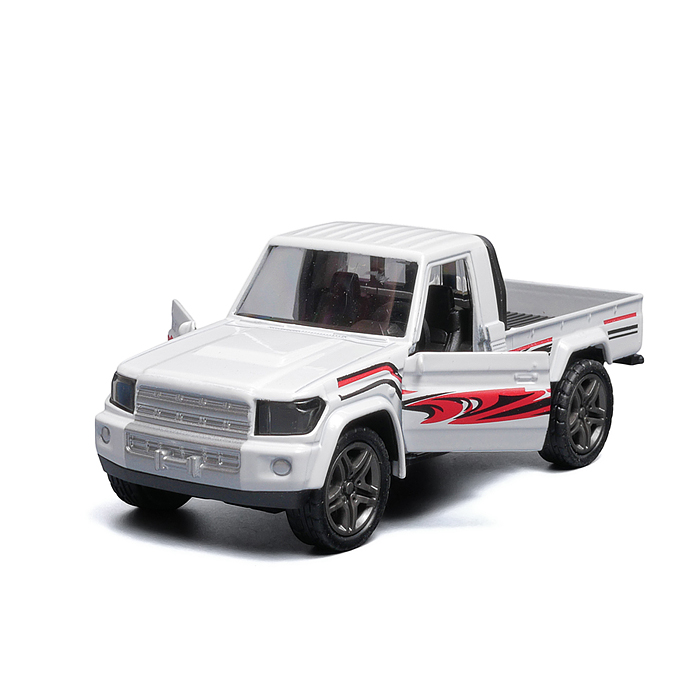 Белый с рисунком инерционная машинка пикап die-cast , 1:32