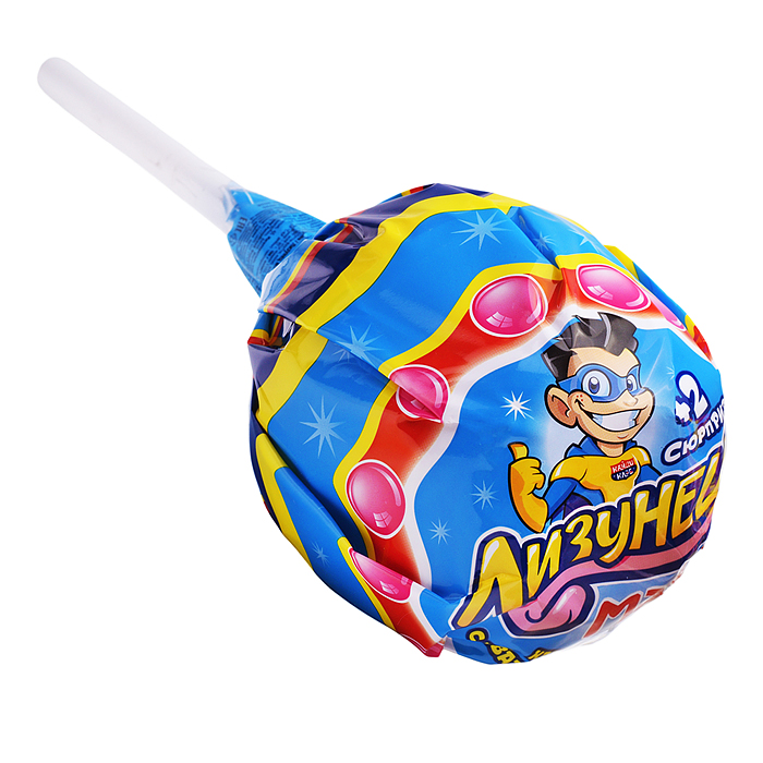 Лизунец MAXI. Карамель на палочке с жевательной резинкой и подарком в наборе, для мальчиков 125гр*24