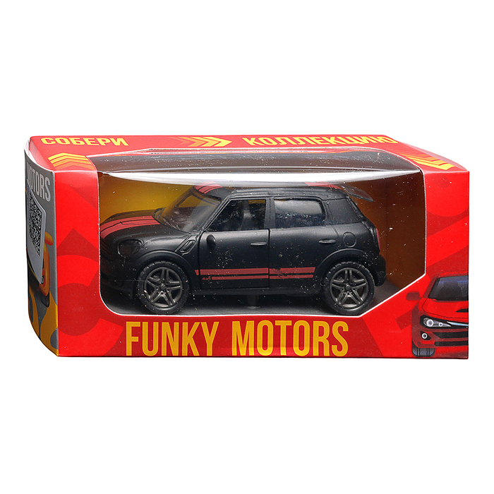 Чёрная с красными полосками инерционная машинка die-cast , 1:32