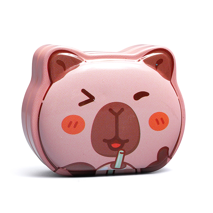 Точилка металлическая "Животные" 2 отверстия для заточки, 4 дизайна, с контейнером для стружки