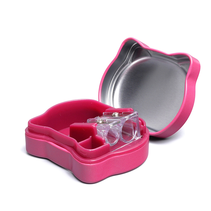 Точилка металлическая "Животные" 2 отверстия для заточки, 4 дизайна, с контейнером для стружки