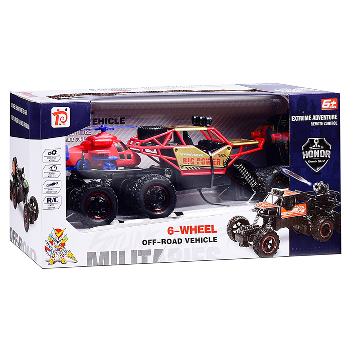 Машина DY1888-44A "Багги" с вертолетом р/у, 27 MHz (свет, USB) в коробке