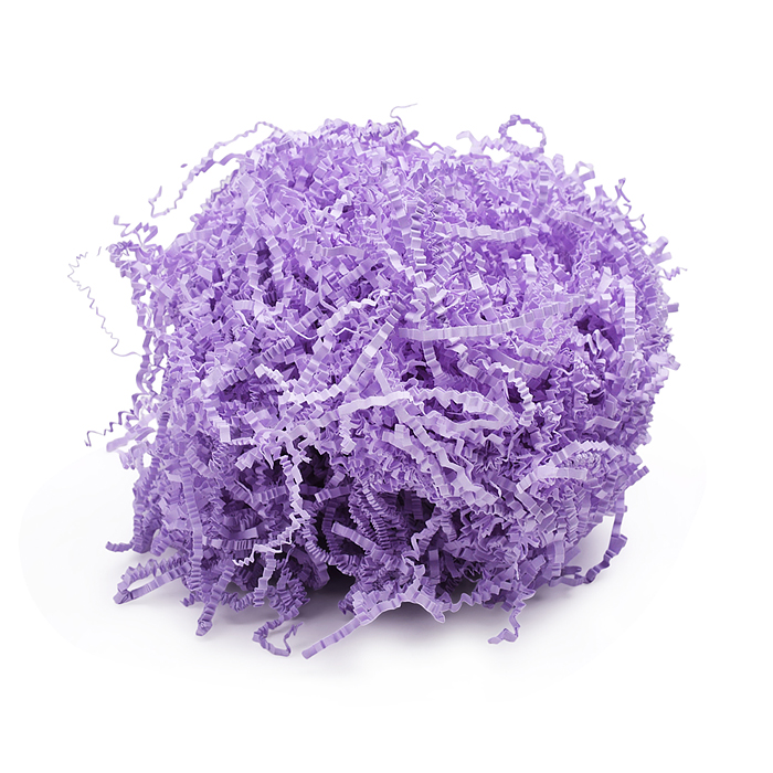 Наполнитель гофрированный бумажный для подарков 100 г, сиреневая пастель, в пластиковом пакете