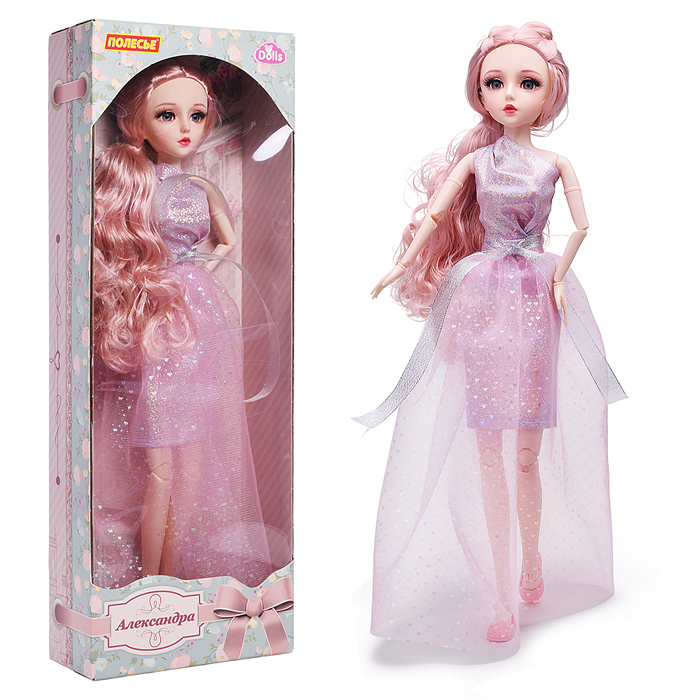 Кукла "Александра" (55 см) в платье с розовой юбкой (в коробке)