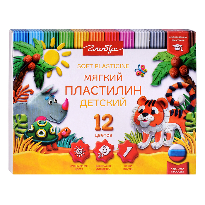 Пластилин детский повышенной мягкости, 12 цв.