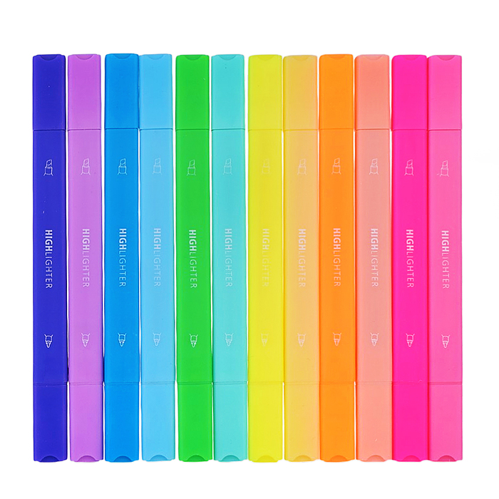 Набор маркеров-выделителей  ДВУХСТОРОННИХ  (12 цветов в наборе),  упаковка с европодвесом