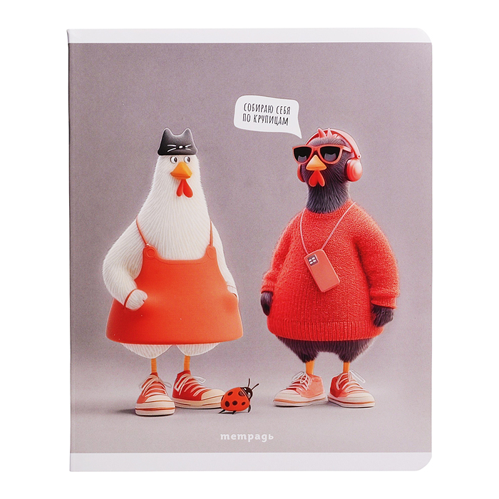 Тетрадь 48 л, клетка "Стильные курочки" А5+, мягкий переплёт (2 скобы)