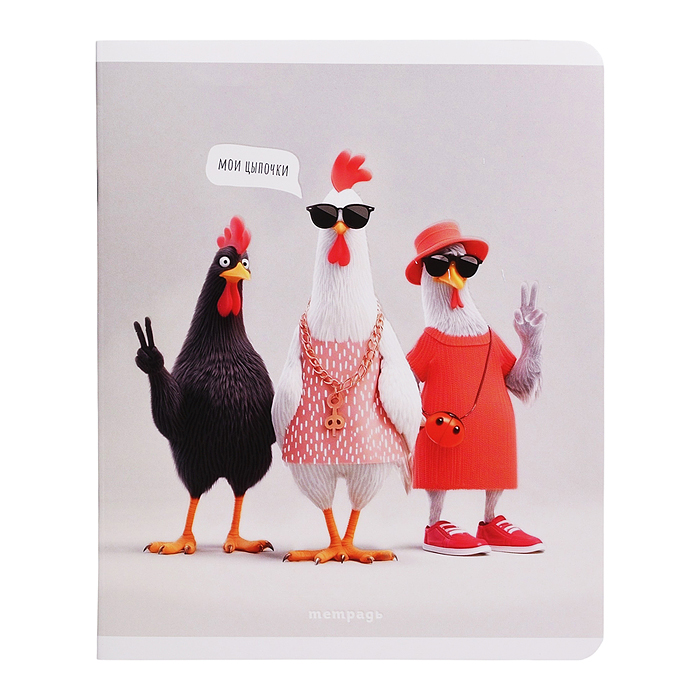 Тетрадь 48 л, клетка "Стильные курочки" А5+, мягкий переплёт (2 скобы)