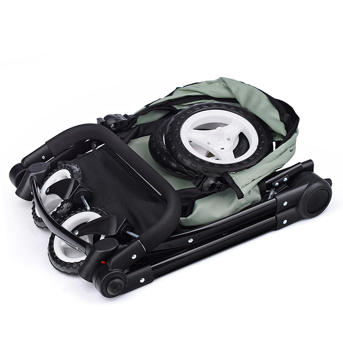 Коляска для кукол 9696 металлическая, цвет черно-зеленый