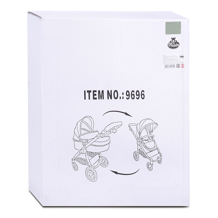 Коляска для кукол 9696 металлическая, цвет черно-зеленый