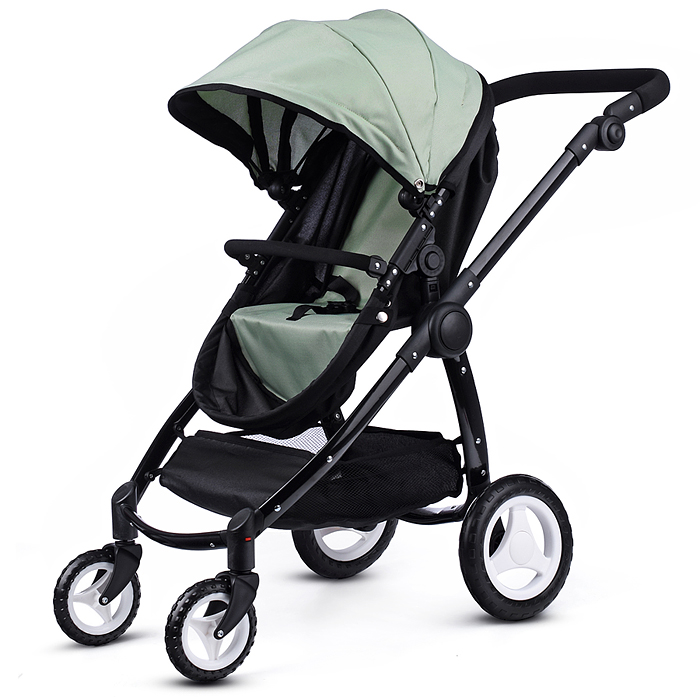 Коляска для кукол 9696 металлическая, цвет черно-зеленый