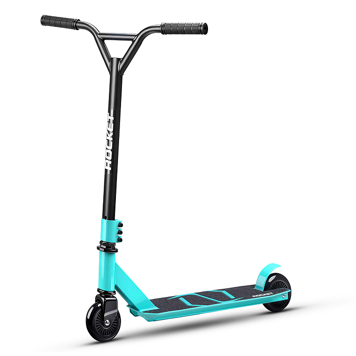 Самокат трюковый R0223 ROCKET,колеса PU/пластик 100 мм,ABEC 7, бирюзовый (в пакете)
