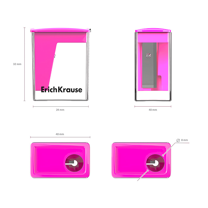 Точилка пластиковая City Mini, Vivid, с контейнером, ассорти