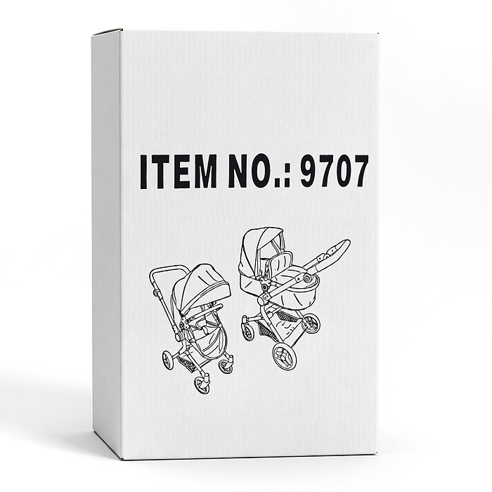 Коляская кукольная 9707 металлическая, прогулочная, с корзиной, серо-зеленая