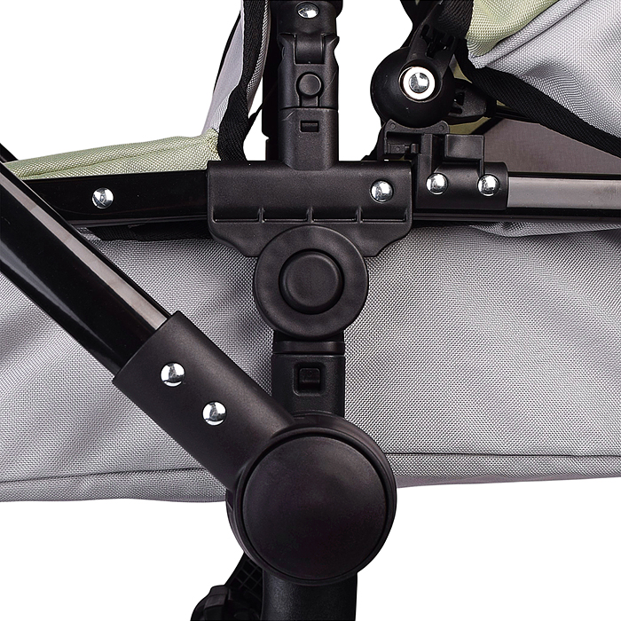 Коляская кукольная 9707 металлическая, прогулочная, с корзиной, серо-зеленая