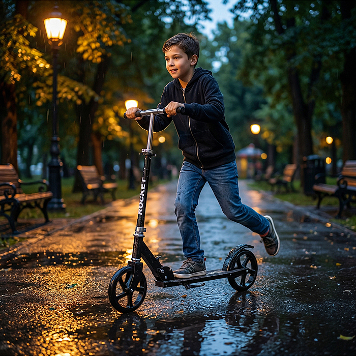 Самокат R0220 ROCKET колеса PU 200 мм, ABEC 7, чёрный (в пакете)