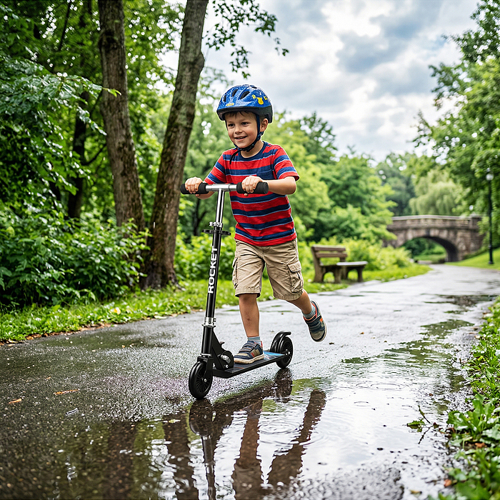 Самокат 2-х колесный R0221 ROCKET,колеса PU/ 125 мм, ABEC 7, черный (в пакете)