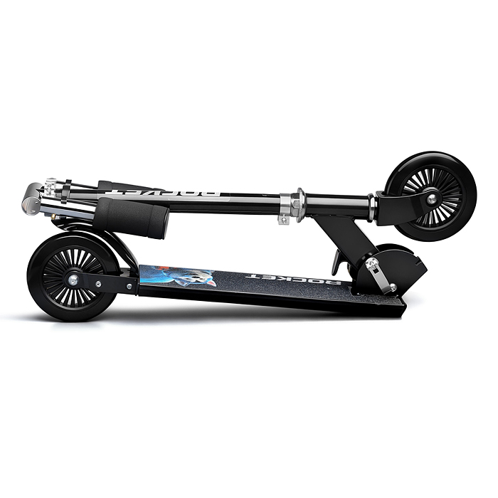 Самокат 2-х колесный R0221 ROCKET,колеса PU/ 125 мм, ABEC 7, черный (в пакете)