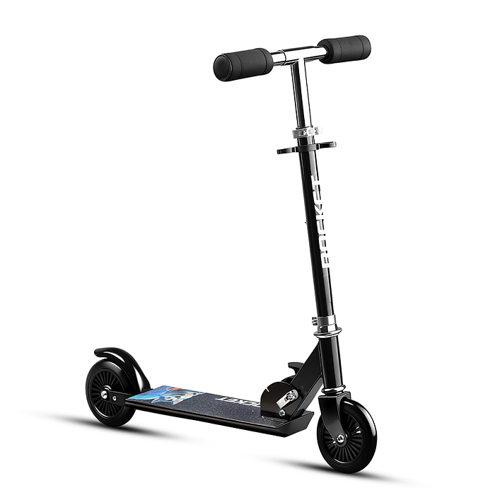 Самокат 2-х колесный R0221 ROCKET,колеса PU/ 125 мм, ABEC 7, черный (в пакете)