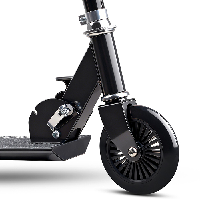 Самокат 2-х колесный R0221 ROCKET,колеса PU/ 125 мм, ABEC 7, черный (в пакете)