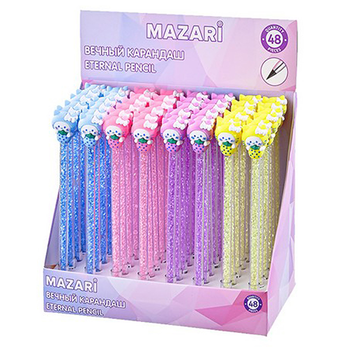 Карандаш вечный "Лапки" с кристаллами внутри корпуса, 3 цвета корпуса в ассортименте