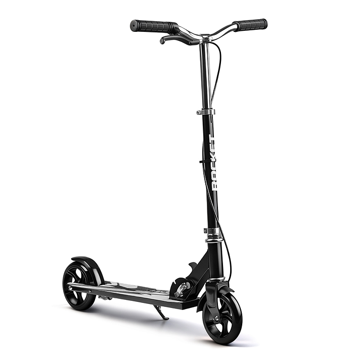 Самокат 2-х колесный R0222 ROCKET,колеса PU/ 145 мм,ABEC 7, черный (в пакете)