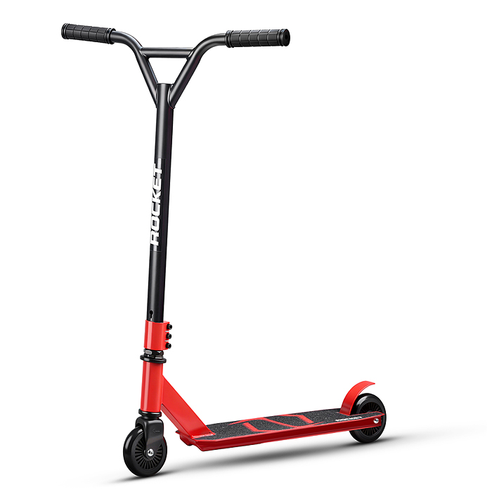 Самокат трюковый ROCKET R0223 колеса PU/пластик 100 мм,ABEC 7, красный (в пакете)