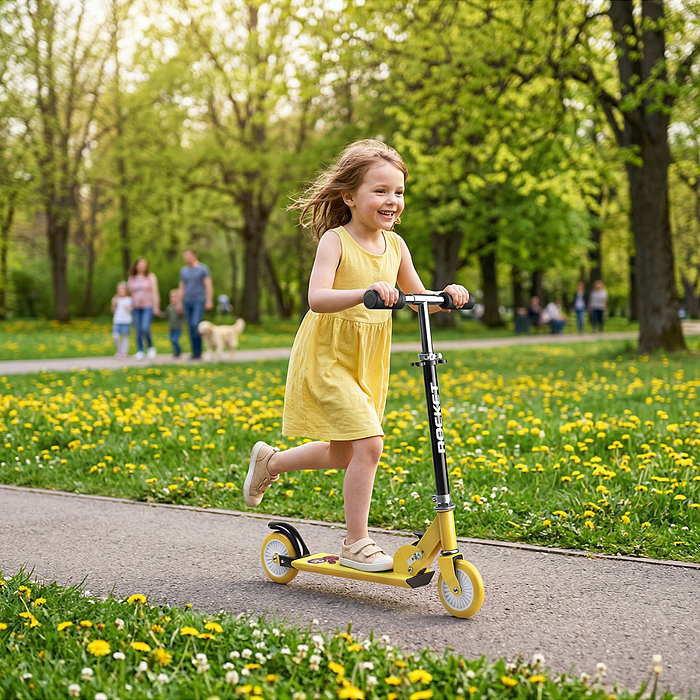 Самокат 2-х колесный R0221 ROCKET,колеса PU/ 125 мм, ABEC 7, жёлтый (в пакете)