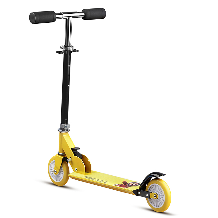 Самокат 2-х колесный R0221 ROCKET,колеса PU/ 125 мм, ABEC 7, жёлтый (в пакете)