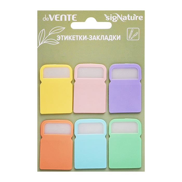 Набор самоклеящихся этикеток-закладок "SigNature" пластиковые полупрозрачные, 24x38 мм, 6x1