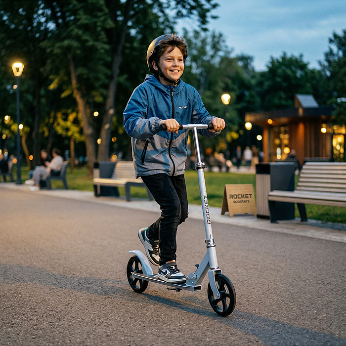 Самокат R0220 ROCKET колеса PU 200 мм, ABEC 7, белый (в пакете)