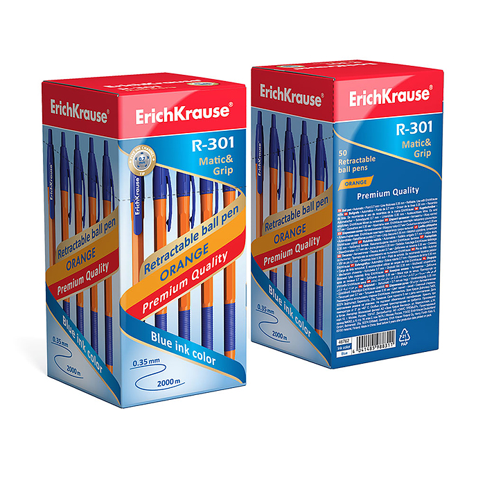 Ручка шариковая автоматическая R-301 Orange Matic&Grip 0.7, цвет чернил синий 