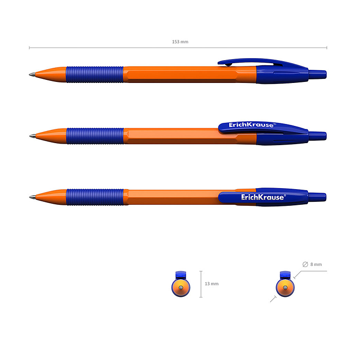 Ручка шариковая автоматическая R-301 Orange Matic&Grip 0.7, цвет чернил синий 